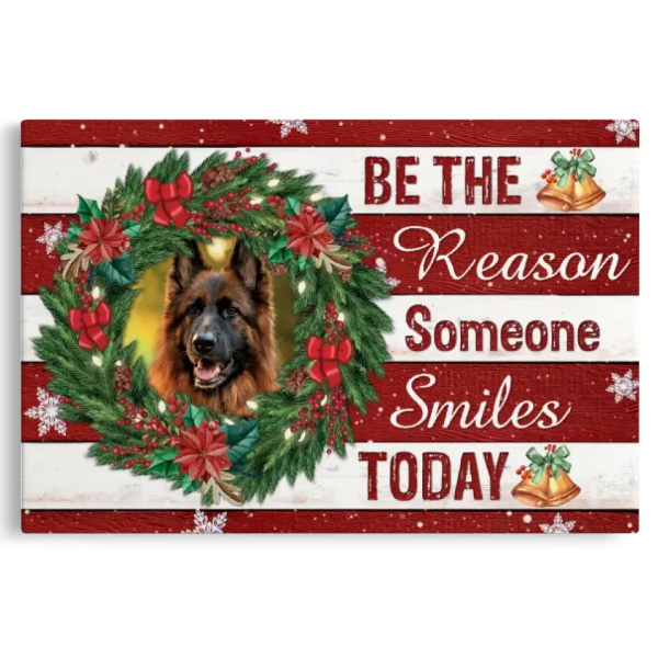 Personalized Photo Canvas Prints, Custom Photo, Christmas Wreath, Golden Bell, Be The Reason Someone Smiles Today Dem Canvas - Image 7