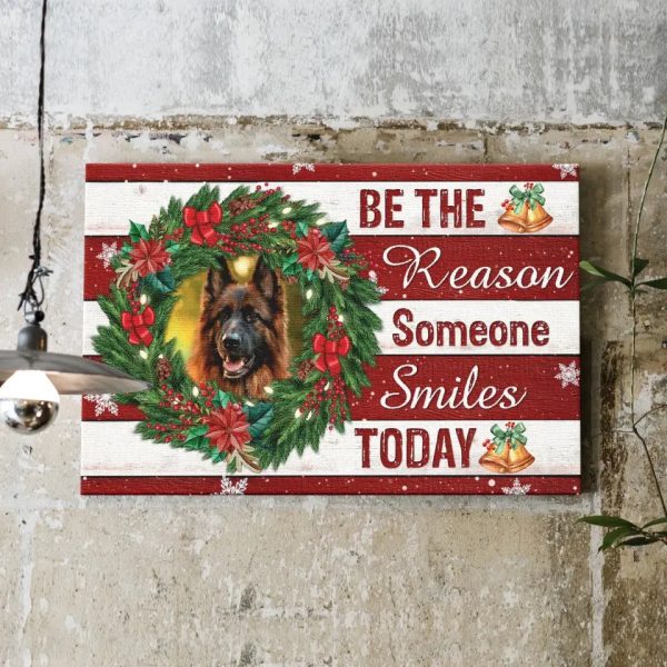 Personalized Photo Canvas Prints, Custom Photo, Christmas Wreath, Golden Bell, Be The Reason Someone Smiles Today Dem Canvas