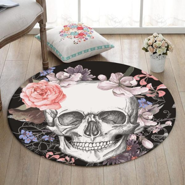 Skull Round Mat Skull Round Floor Mat Room Rugs Carpet Outdoor Rug Washable Rugs