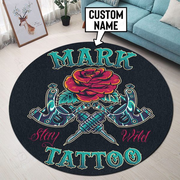 Personalized Tattoo Studio Round Mat Round Floor Mat Room Rugs Carpet Outdoor Rug Washable Rugs