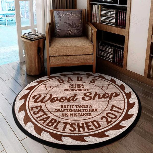 Personalized Woodshop Round Mat Round Floor Mat Room Rugs Carpet Outdoor Rug Washable Rugs