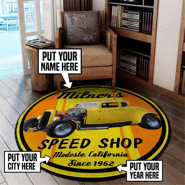 Milner'S Speed Shop American Graffiti [Personalized] Round Mat Round Floor Mat Room Rugs Carpet Outdoor Rug Washable Rugs - Image 3