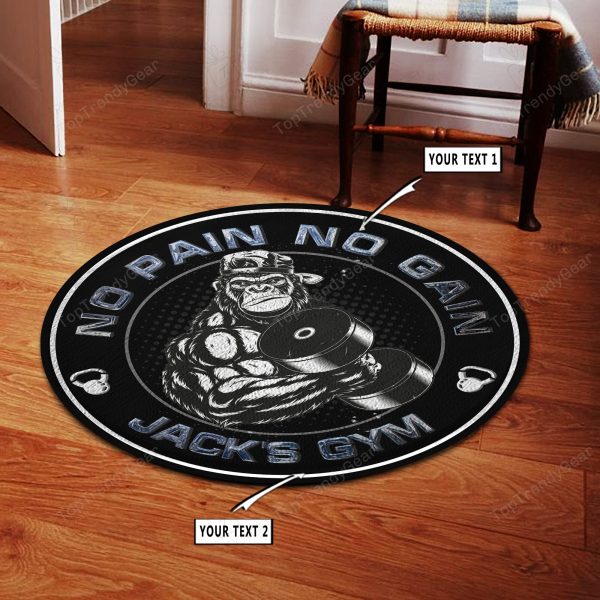 Personalized Home Gym Decor Gorilla Motivational Quotes Round Rug 10715 - Image 3