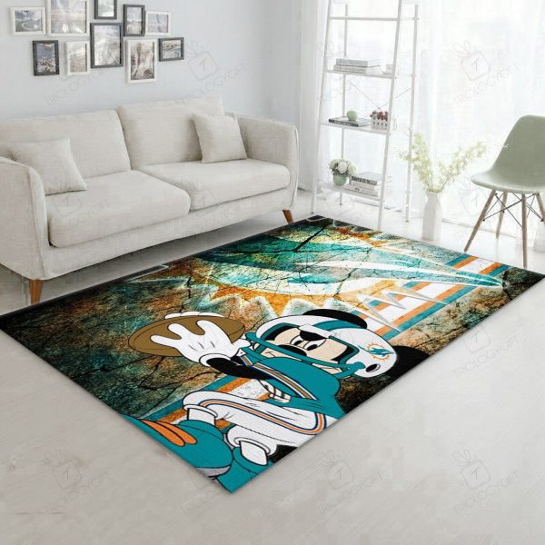 Dolphins Mickey Nfl Noel Gift Rectangle Rug Decor Area Rugs For Living Room Bedroom Kitchen Rugs Home Carpet Flooring Rs012467 Print